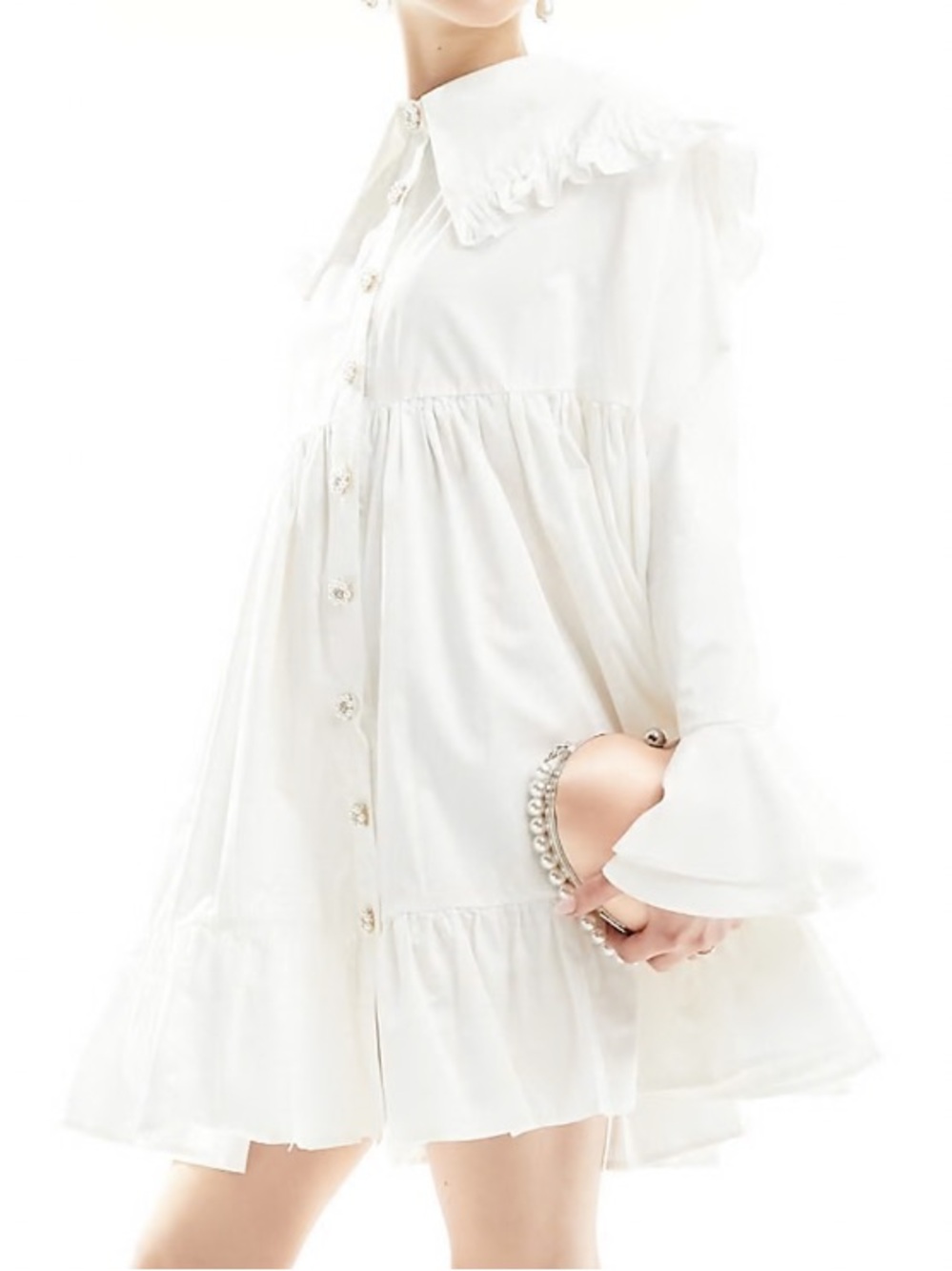 Sister Jane Dramatic Collar Oversized Mini Shirt Dress